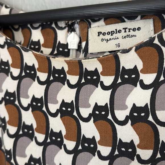 People Tree Abstract Cat Sleeveless Patterned Dress - Picture 3 of 7